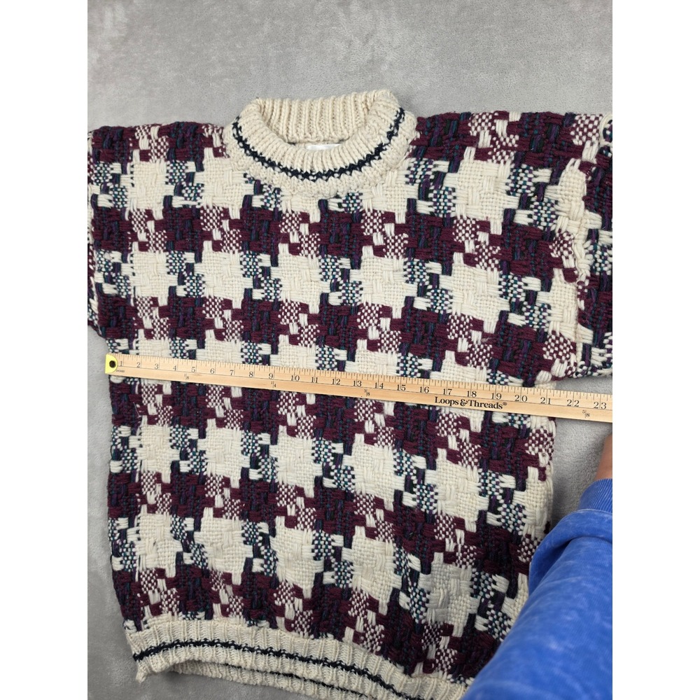 Vintage C.C.H. Imports Sweater Mens M Wool Hand Made Ecuador Houndstooth *Read - Picture 6 of 10